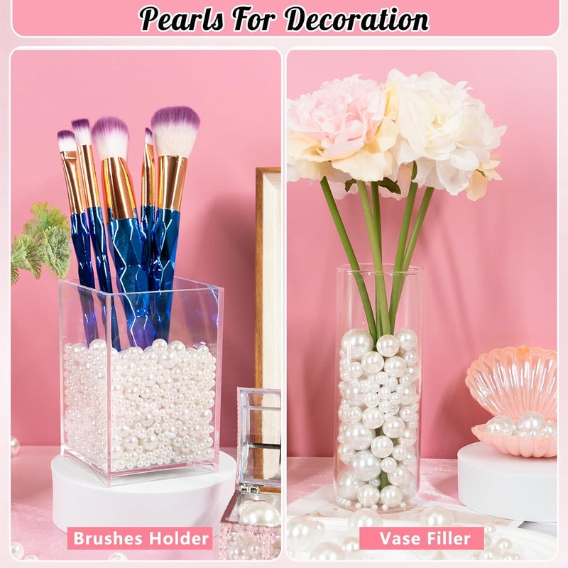 MACIOZE 2000PCS Pearls for Crafting, Ivory No Hole Beads for Centerpieces Vases, Assorted Sizes Bulk Fake Pearls Beads for Vase Filler, Candles Centerpiece, DIY Crafts, Jewelry Making (4/6/8/10/14/20mm) - Image 4